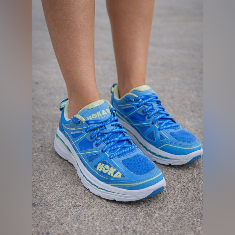 Hoka Women's Blue and Light Green Sneakers